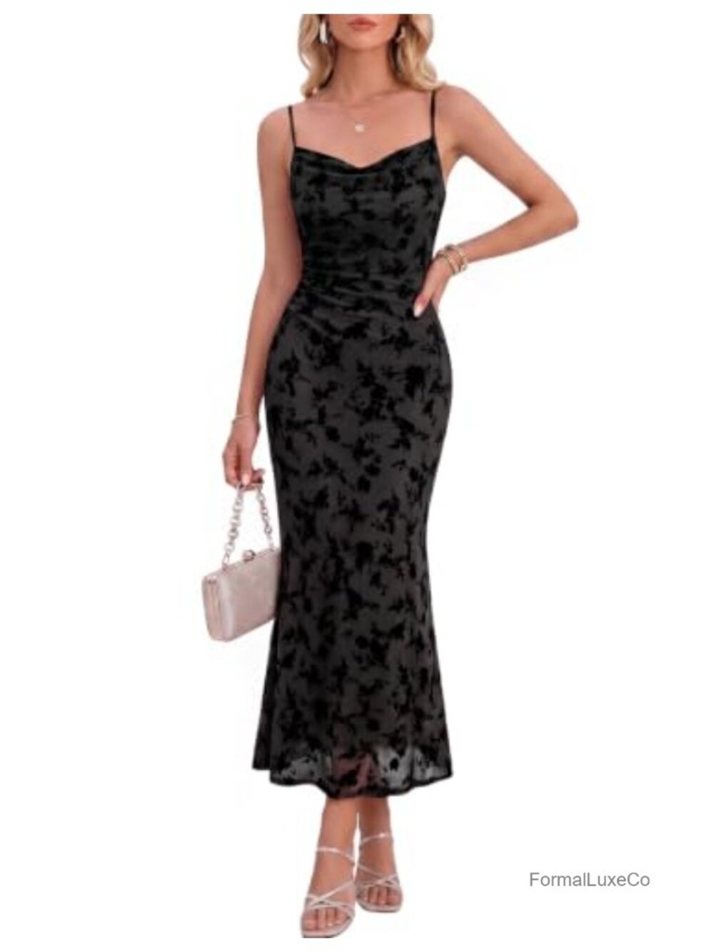 HomRain Fall Floral Midi Cocktail Dress Wedding Guest Formal Spaghetti